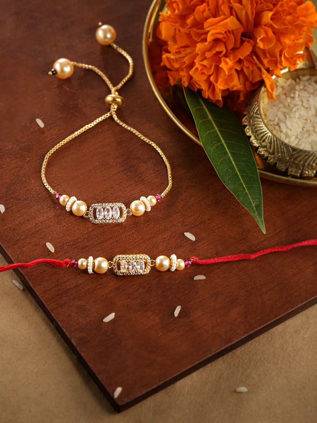Anouk Unisex Set of 2 AD Studded Thread & Lumba Bracelet Rakhis With Roli Chawal, White
Anouk Unisex Set of 2 AD Studded Thread & Lumba Bracelet Rakhis With Roli Chawal, White