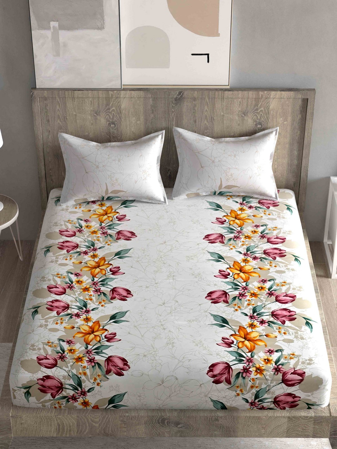 Spangle White & Yellow Floral 260 TC King Cotton Bedsheet with 2 Pillow Covers
Spangle White & Yellow Floral 260 TC King Cotton Bedsheet with 2 Pillow Covers