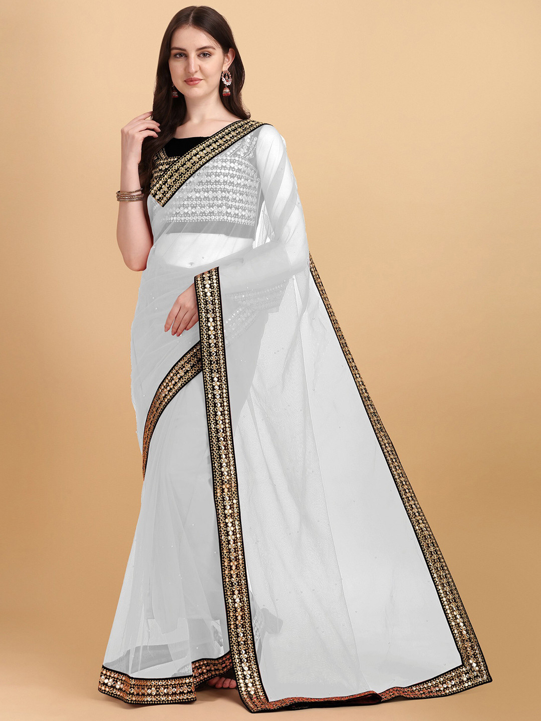 ORUS Off White & Black Embroidered Organza Saree
ORUS Off White & Black Embroidered Organza Saree