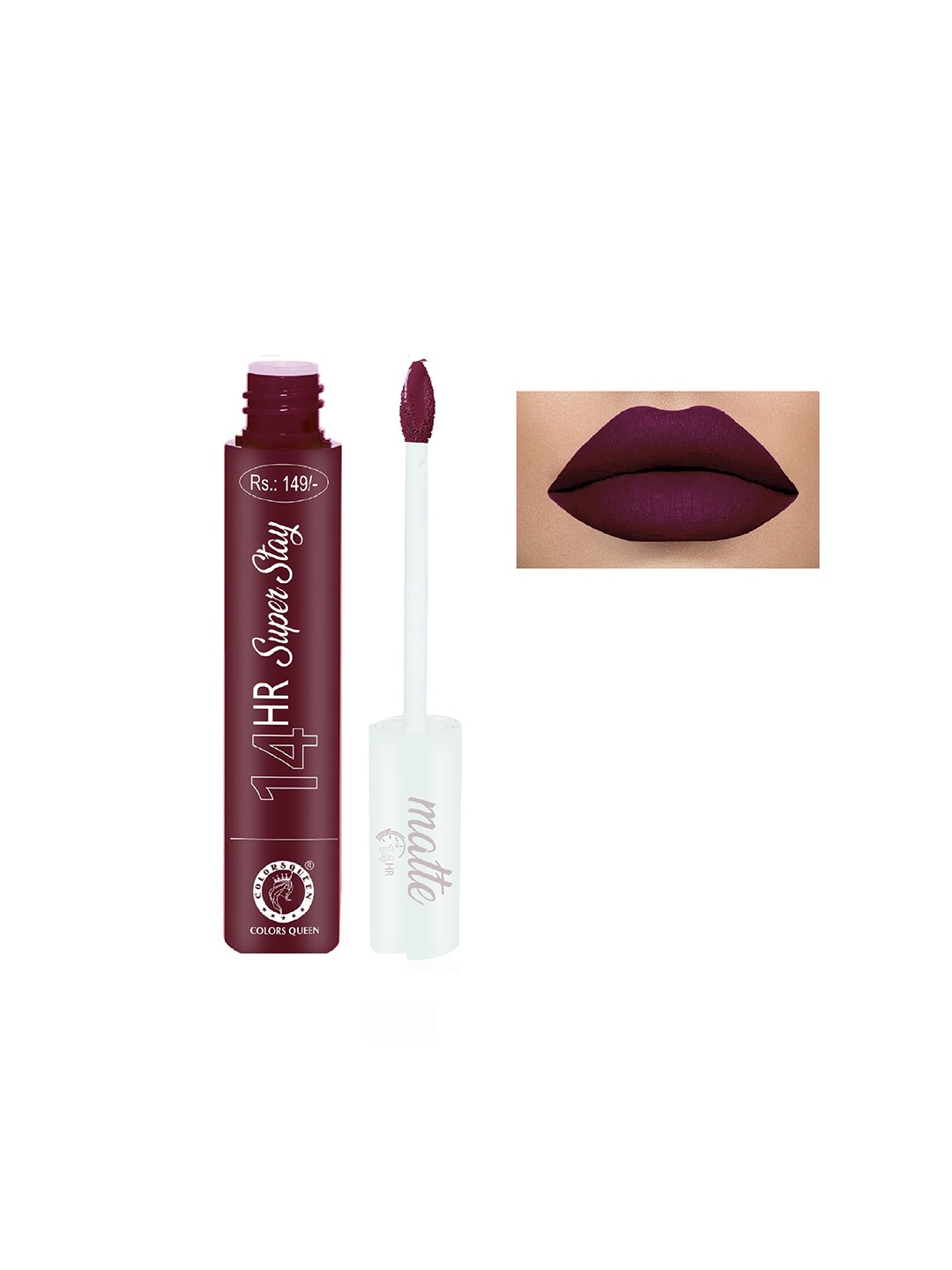 Colors Queen Waterproof 14 Hr Super Stay Long Lasting Liquid Matte Lipstick 4g - Wine 11, Purple
Colors Queen Waterproof 14 Hr Super Stay Long Lasting Liquid Matte Lipstick 4g - Wine 11, Purple