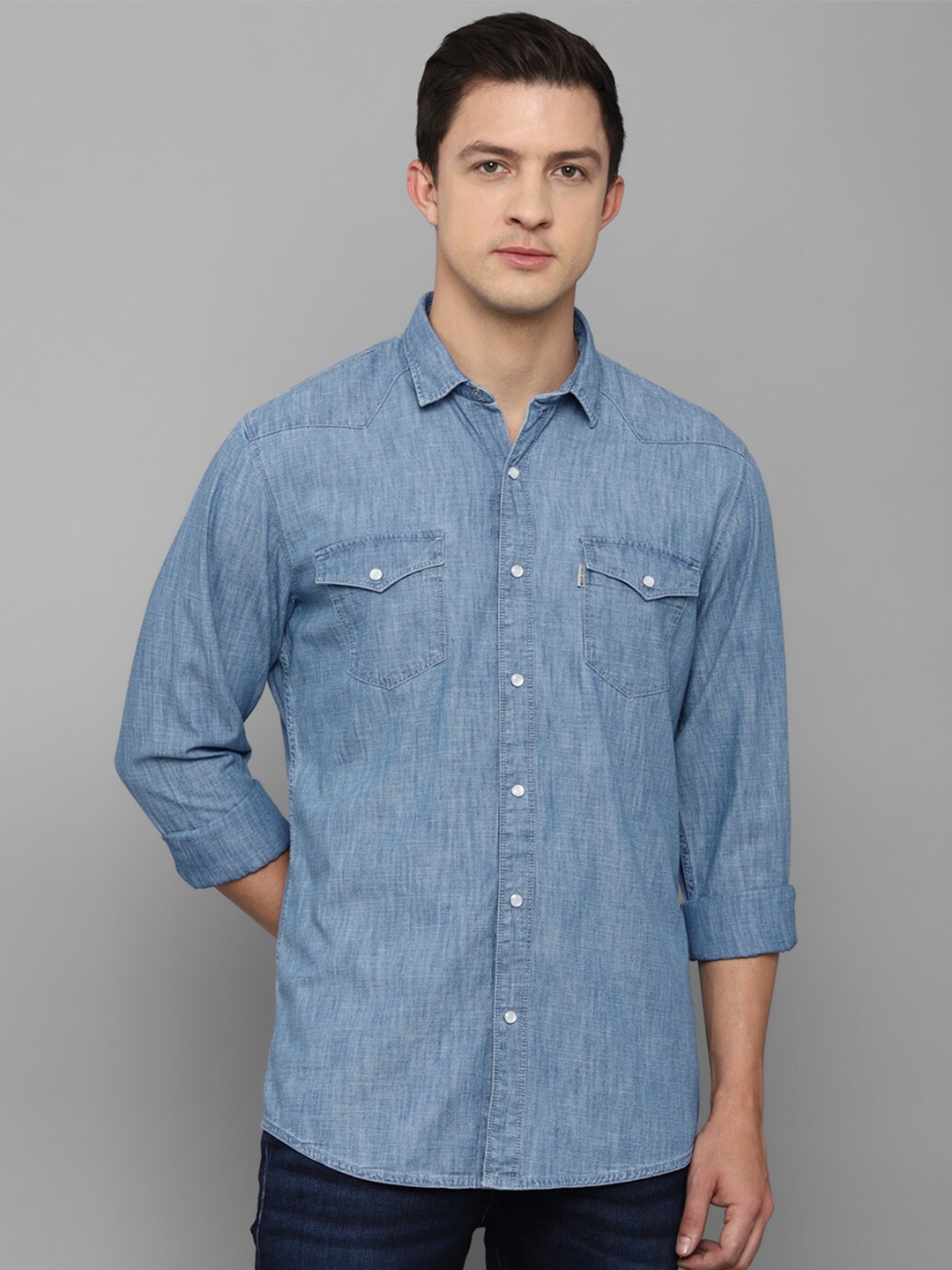 Louis Philippe Jeans Men Blue Slim Fit Casual Shirt