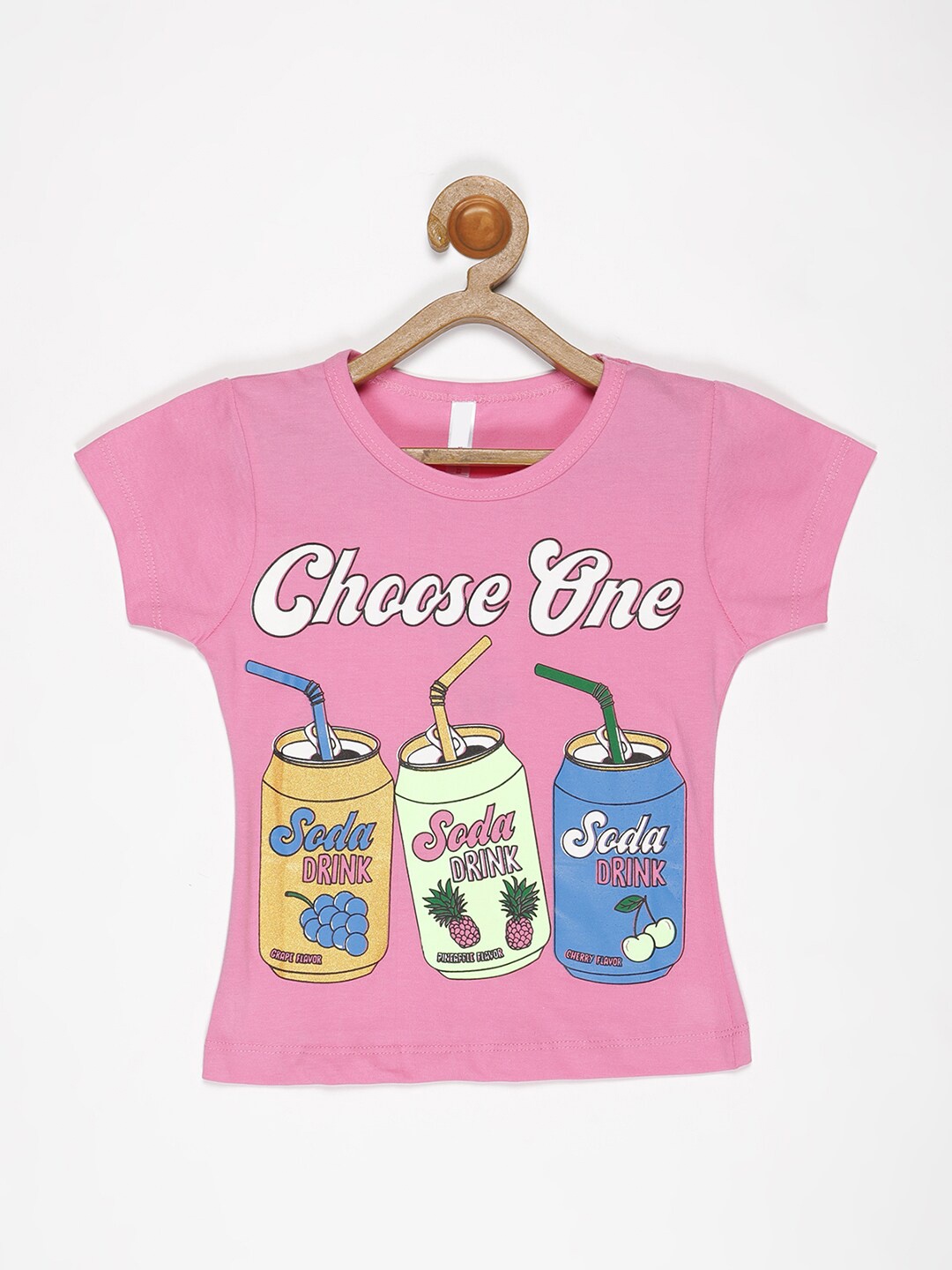V2 Value & Variety Pink & Blue Soft Drinks Printed Top