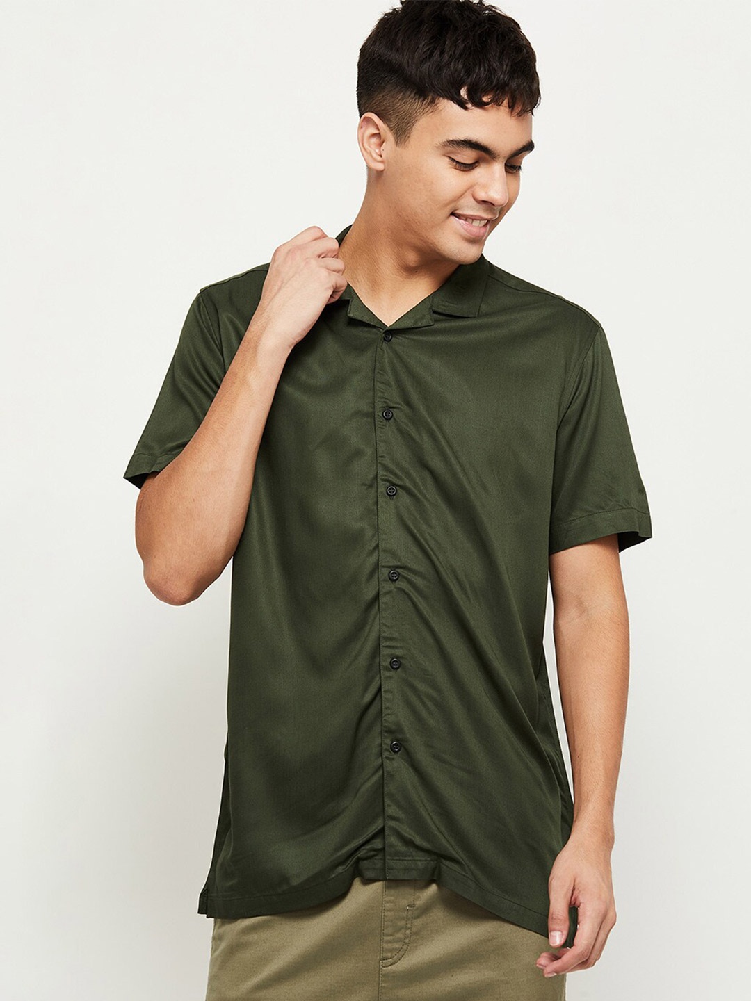 max Men Olive Green Casual Shirt