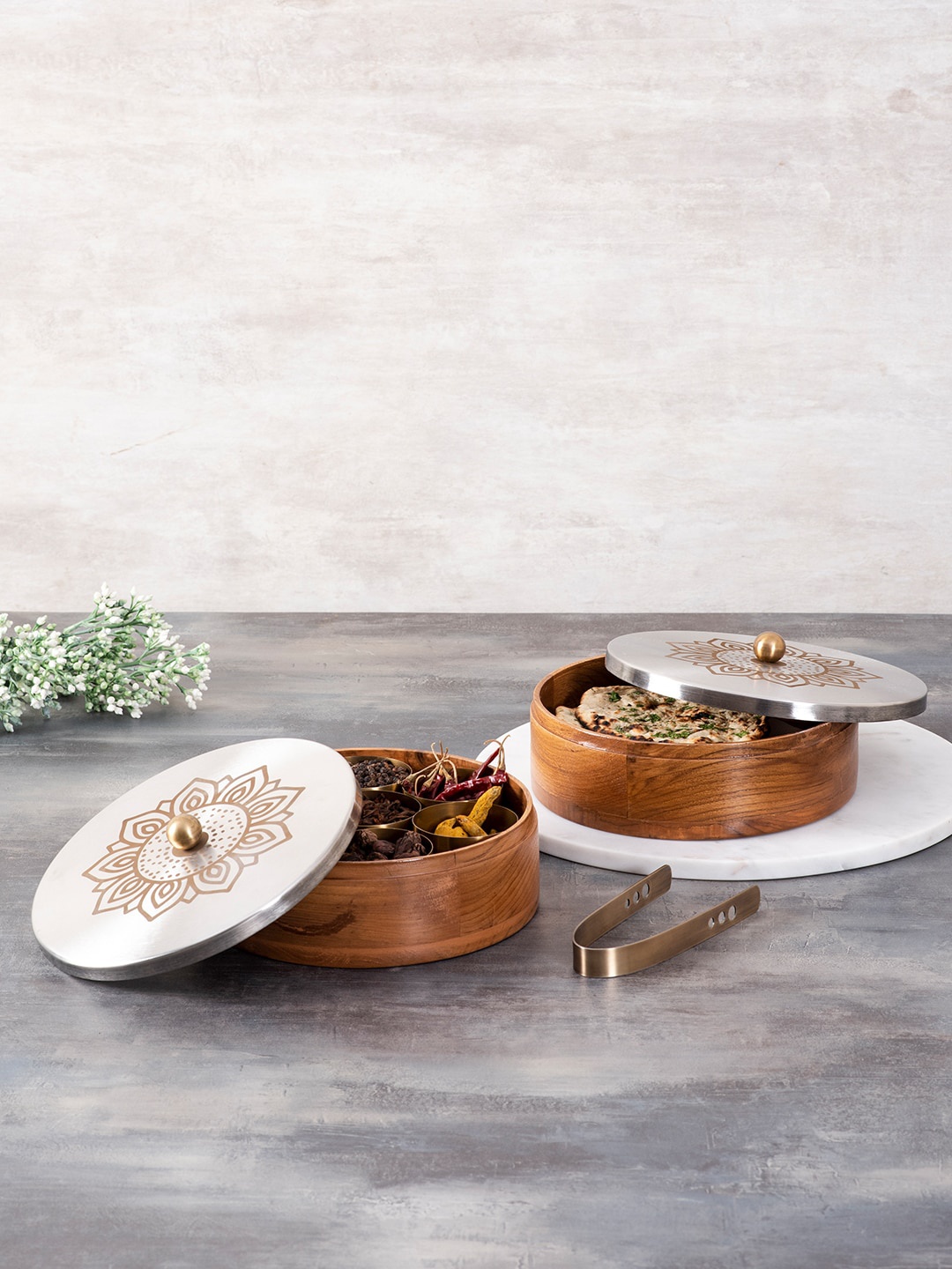 Nestroots Pcs Of 2 Wooden Spice Masala Box & Casserole Chapati Serving Box, Brown
Nestroots Pcs Of 2 Wooden Spice Masala Box & Casserole Chapati Serving Box, Brown
