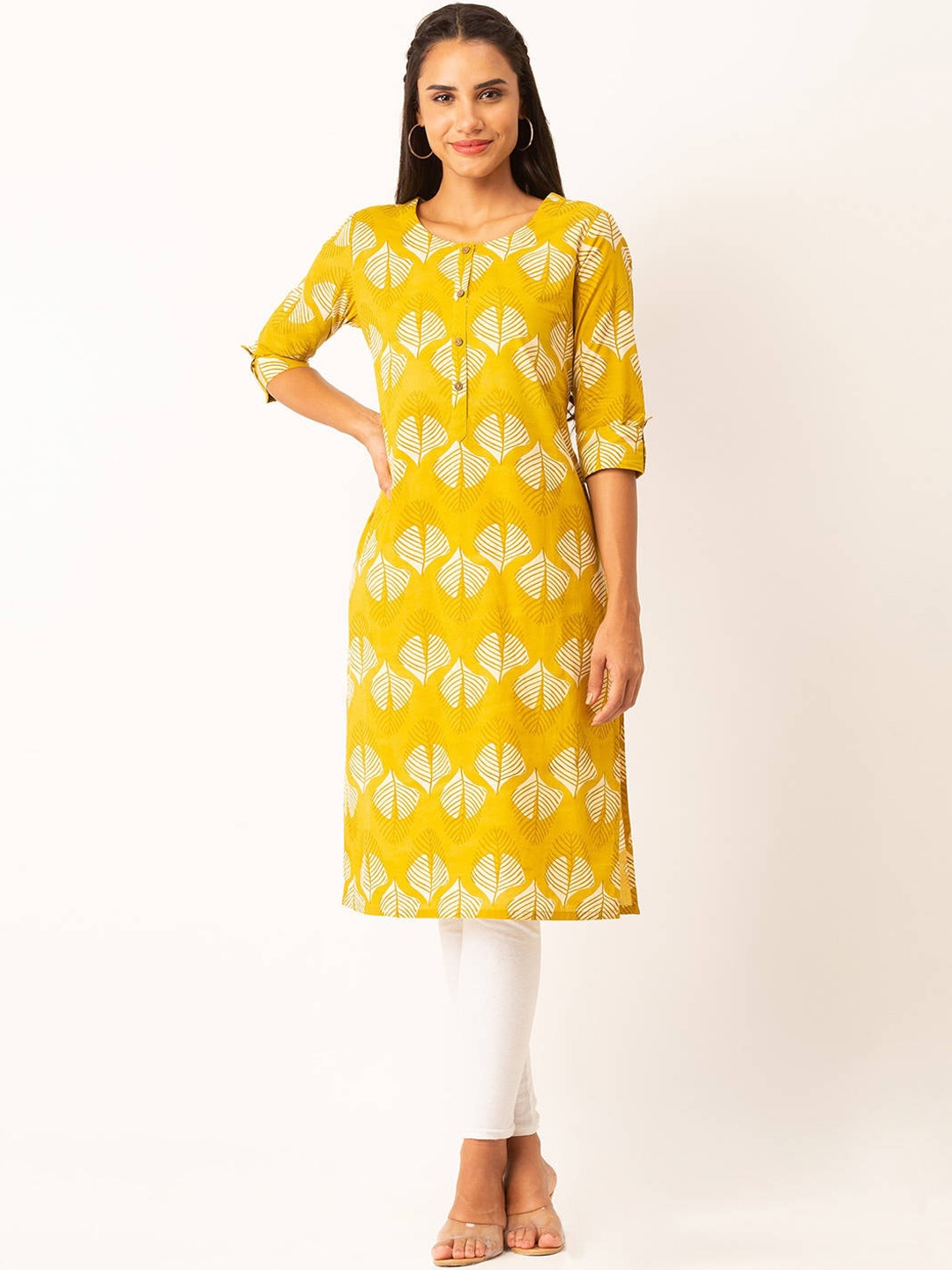 ZOLA Women Mustard Yellow Geometric Dyed Kurta