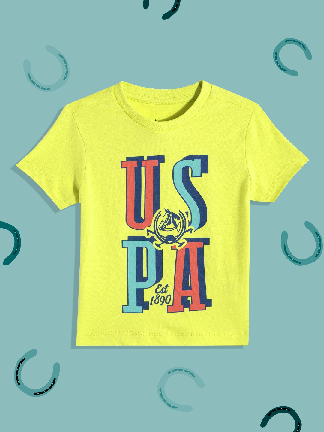 U.S. Polo Assn. Kids Boys Green Brand Logo Printed Pure Cotton T-shirt