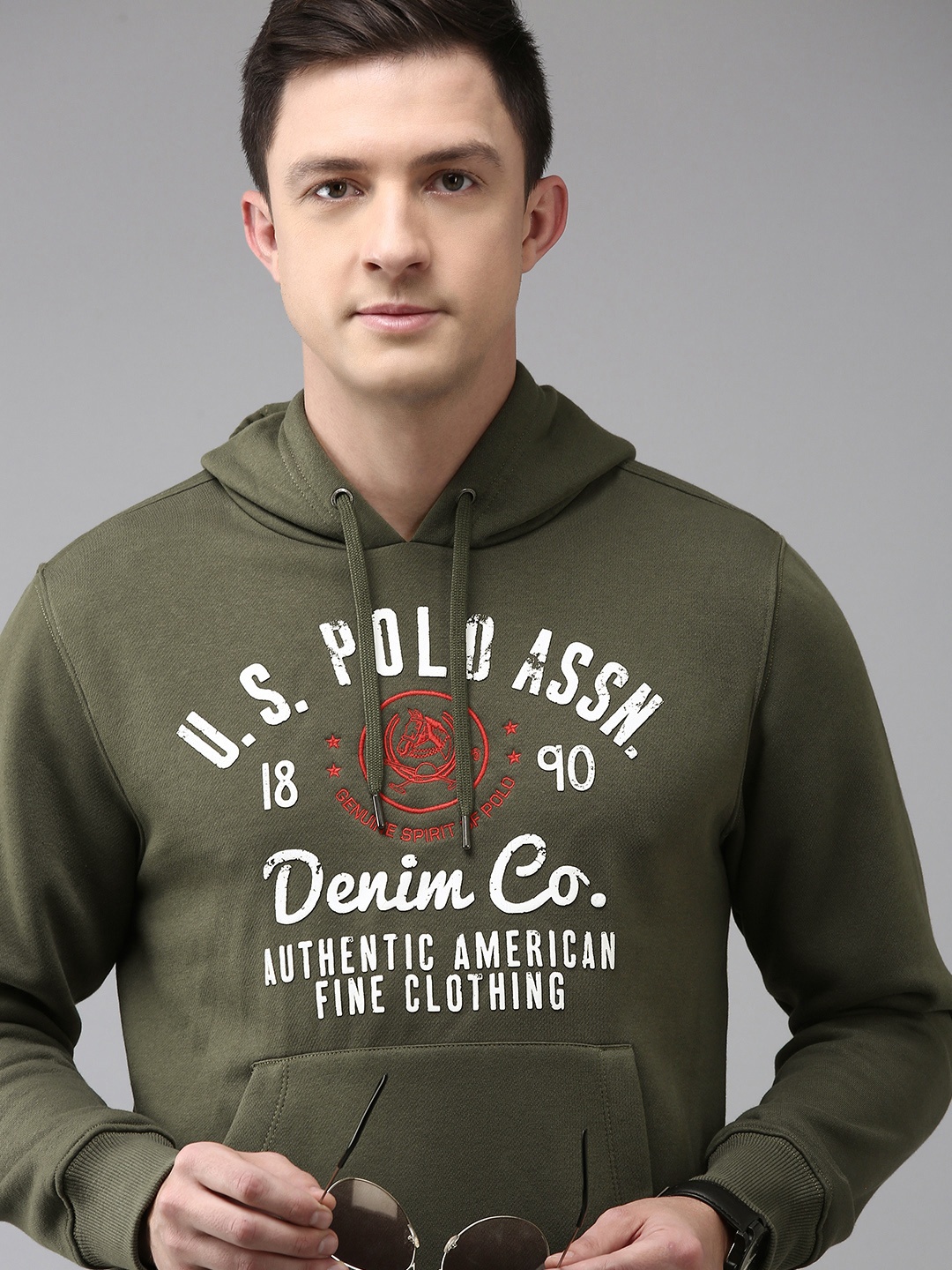 U.S. Polo Assn. Denim Co. Men Olive Green Brand Logo Printed Hooded Sweatshirt
U.S. Polo Assn. Denim Co. Men Olive Green Brand Logo Printed Hooded Sweatshirt