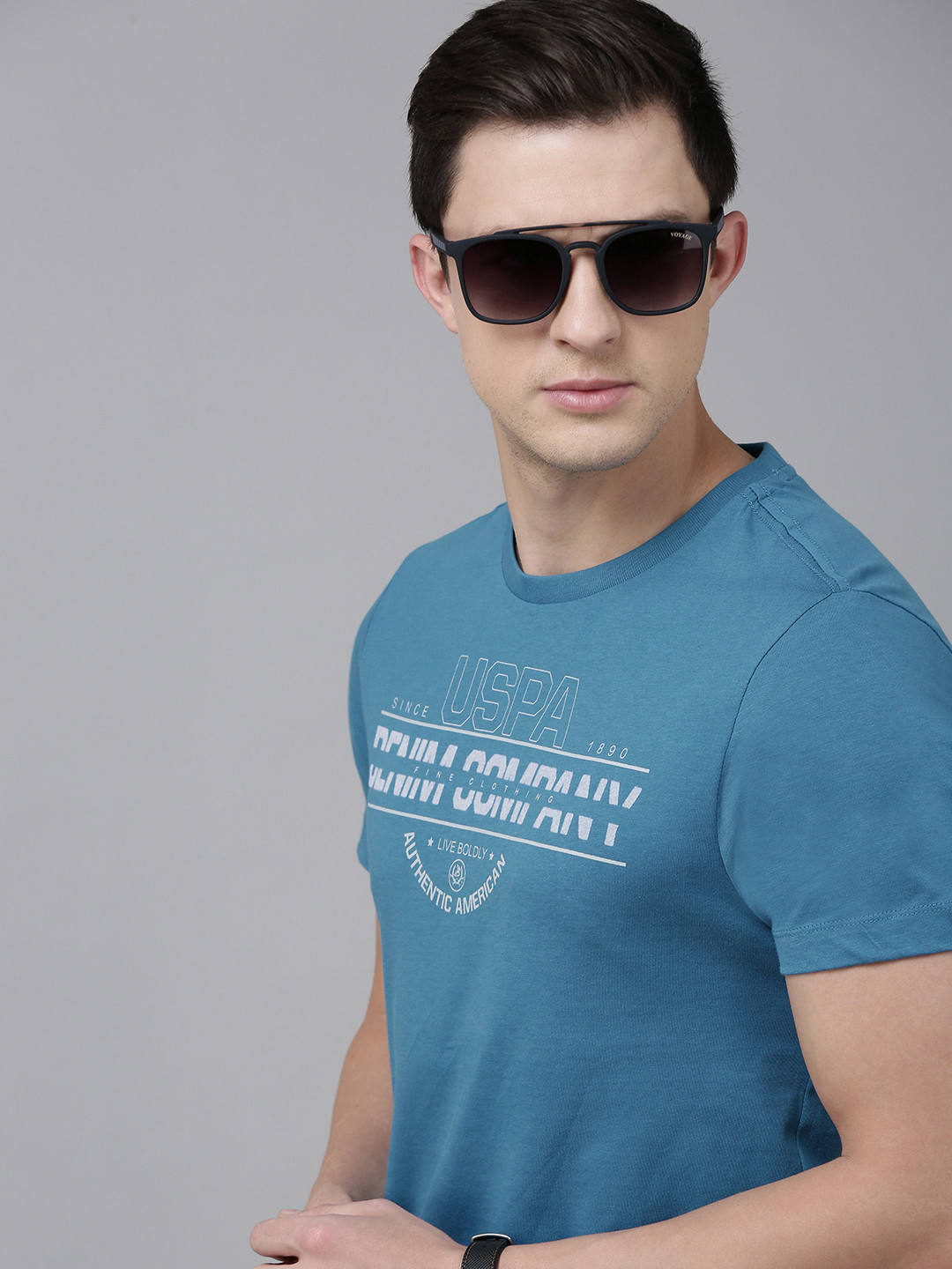U S Polo Assn Denim Co Men Blue & White Brand Logo Printed Pure Cotton Slim Fit T-shirt
U S Polo Assn Denim Co Men Blue & White Brand Logo Printed Pure Cotton Slim Fit T-shirt