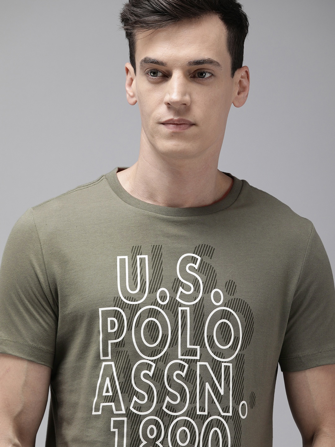 U S Polo Assn Denim Co Men Olive Green & White Brand Logo Printed Pure Cotton Slim Fit T-shirt
U S Polo Assn Denim Co Men Olive Green & White Brand Logo Printed Pure Cotton Slim Fit T-shirt