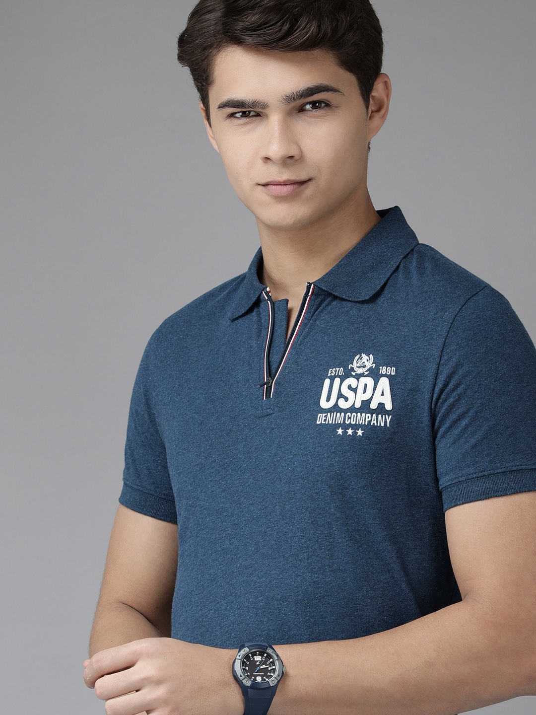 U.S. Polo Assn. Denim Co. Men Navy Blue Polo Collar Indigo Pure Cotton Slim Fit T-shirt
U.S. Polo Assn. Denim Co. Men Navy Blue Polo Collar Indigo Pure Cotton Slim Fit T-shirt