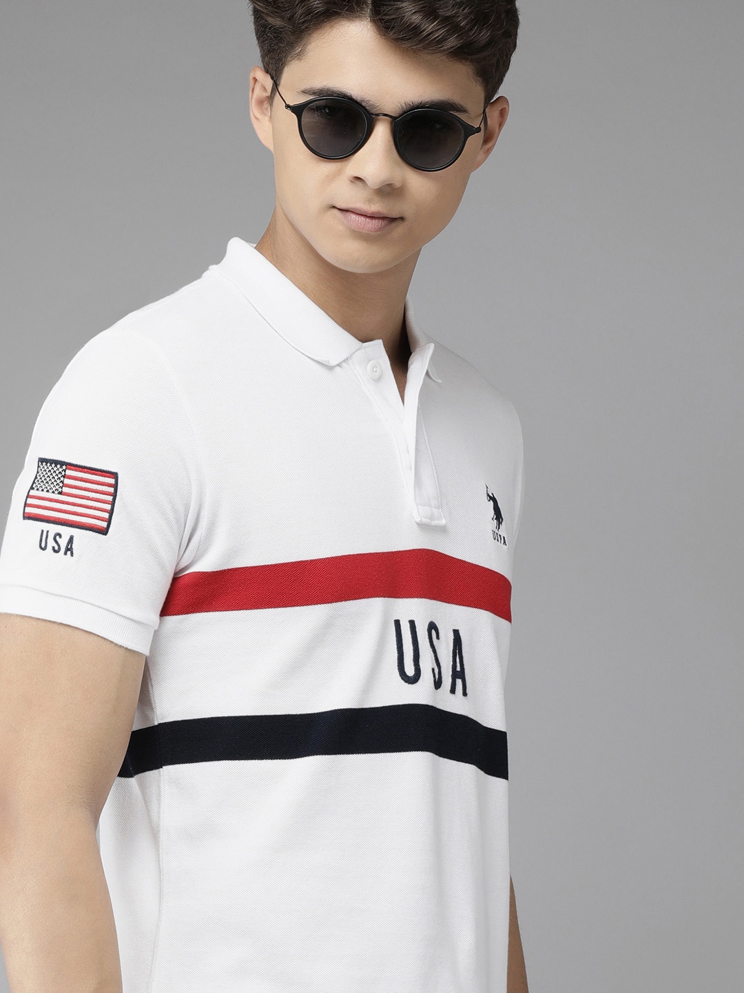 U.S. Polo Assn. Men White Brand Logo Striped Pure Cotton Polo Collar Slim Fit T-shirt
U.S. Polo Assn. Men White Brand Logo Striped Pure Cotton Polo Collar Slim Fit T-shirt