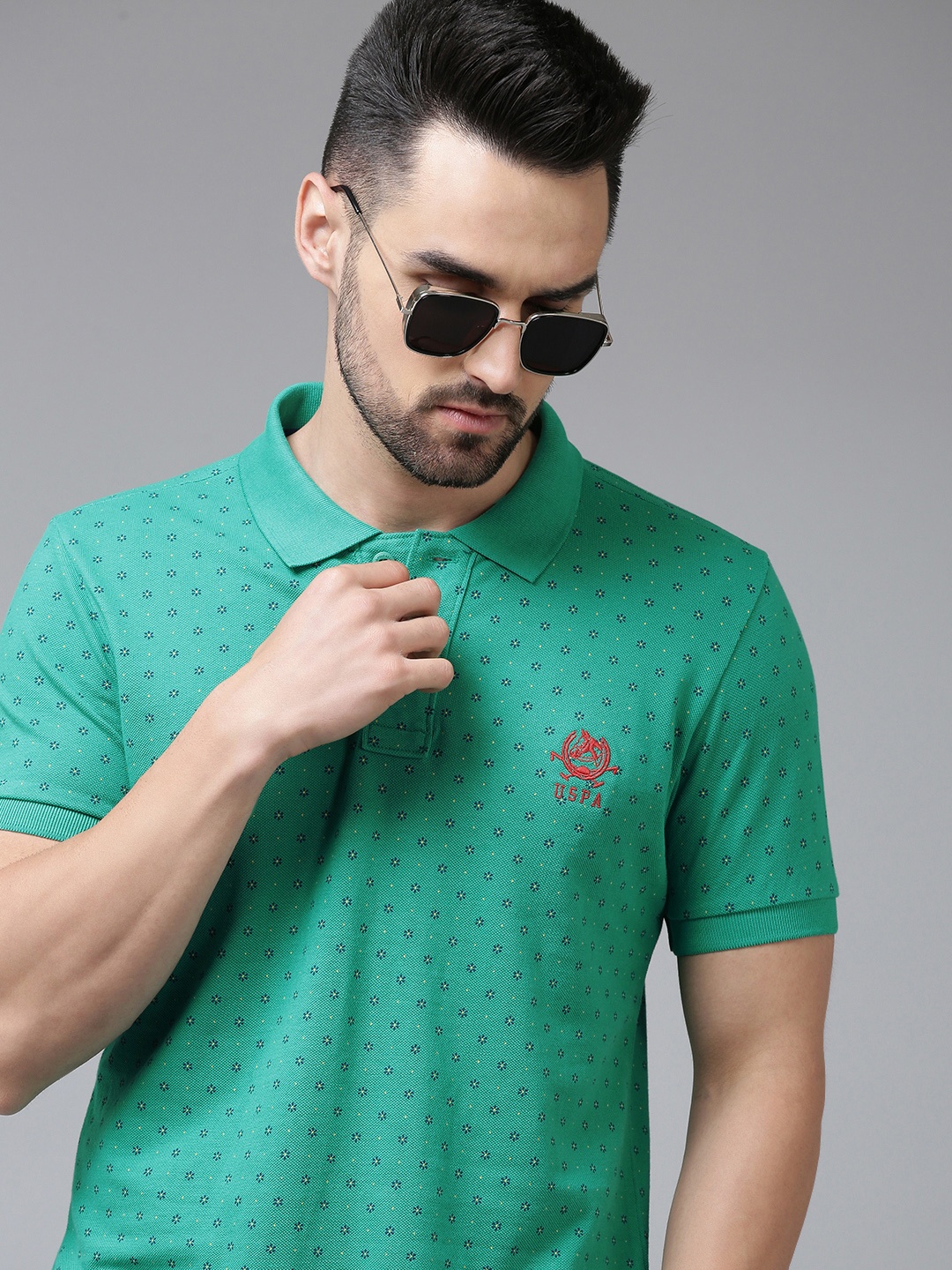 U S Polo Assn Men Green Floral Printed Polo Collar Pure Cotton Slim Fit T-shirt
U S Polo Assn Men Green Floral Printed Polo Collar Pure Cotton Slim Fit T-shirt