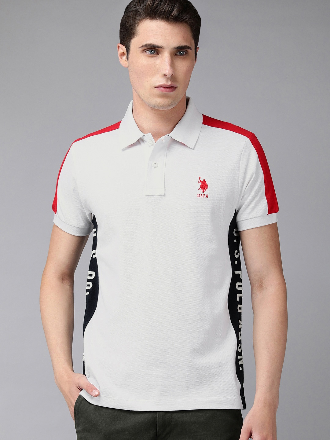 U S Polo Assn Men White Side Striped Print Detail Polo Collar Pure Cotton Slim Fit T-shirt
U S Polo Assn Men White Side Striped Print Detail Polo Collar Pure Cotton Slim Fit T-shirt