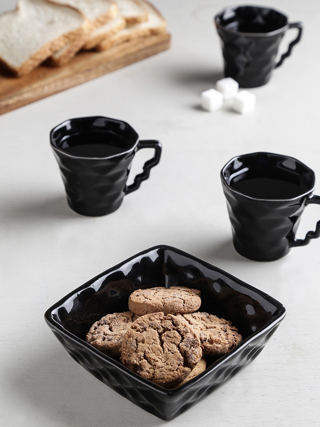 Unravel India Black Textured Ceramic Mugs with Bowls
Unravel India Black Textured Ceramic Mugs with Bowls