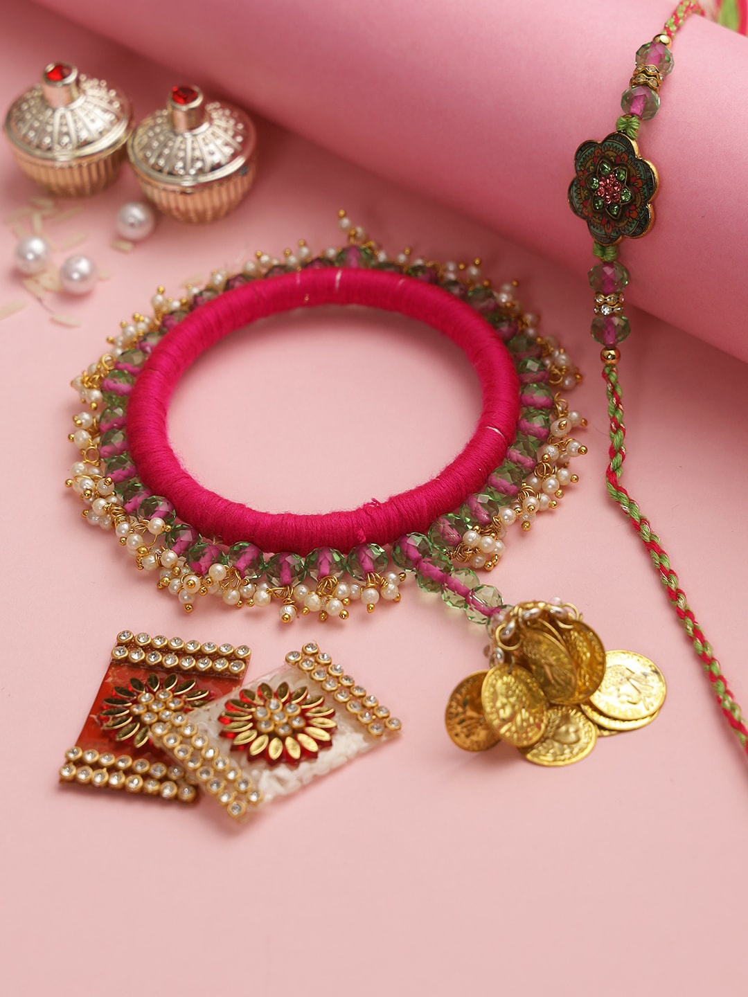 Aapno Rajasthan Adults Multicolored Beaded Bhaiya Bhabhi Rakhi Set with Box, Multi
Aapno Rajasthan Adults Multicolored Beaded Bhaiya Bhabhi Rakhi Set with Box, Multi