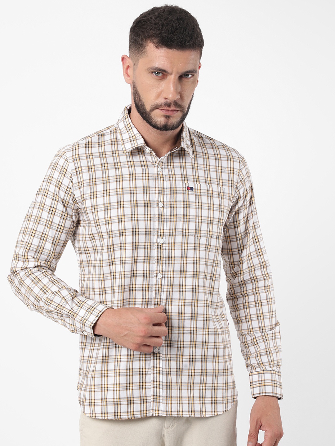 AD By Arvind Men Cream-Coloured Slim Fit Grid Tattersall Checks Checked Casual Shirt
AD By Arvind Men Cream-Coloured Slim Fit Grid Tattersall Checks Checked Casual Shirt