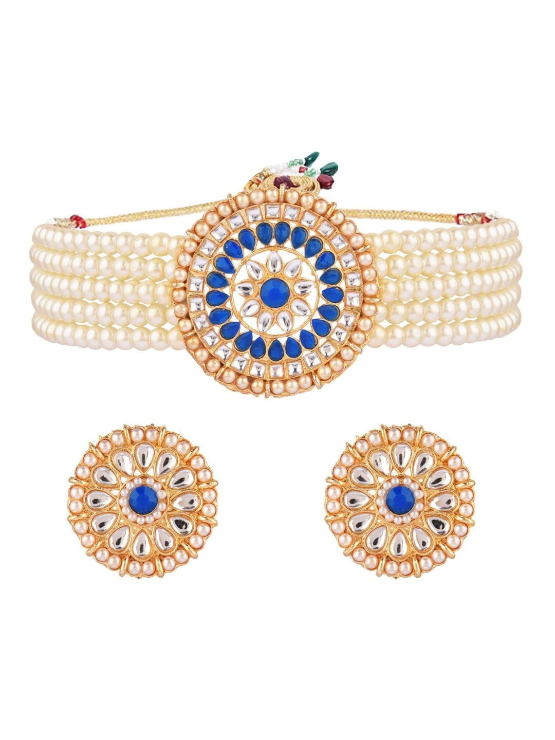 Efulgenz Gold-Plated Blue Stone & Kundan Studded Pearl Beaded Jewellery Set
Efulgenz Gold-Plated Blue Stone & Kundan Studded Pearl Beaded Jewellery Set
