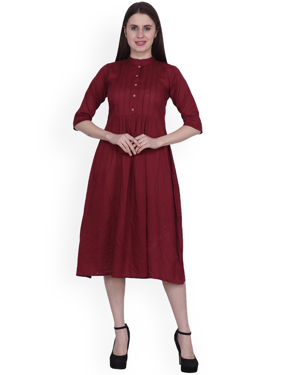 Frempy Women Maroon A-Line Kurta