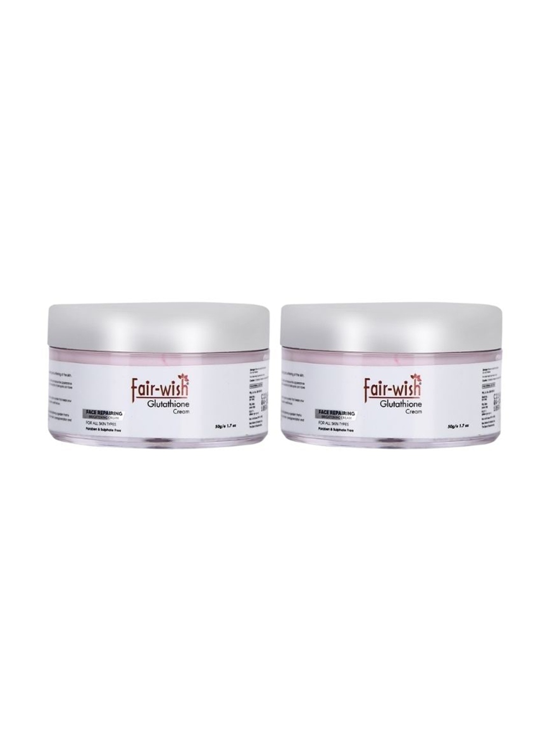 Fair Wish Set of 2 Glutathione Face Repairing Brighten Cream For All Skin Types- 50 g Each, White
Fair Wish Set of 2 Glutathione Face Repairing Brighten Cream For All Skin Types- 50 g Each, White