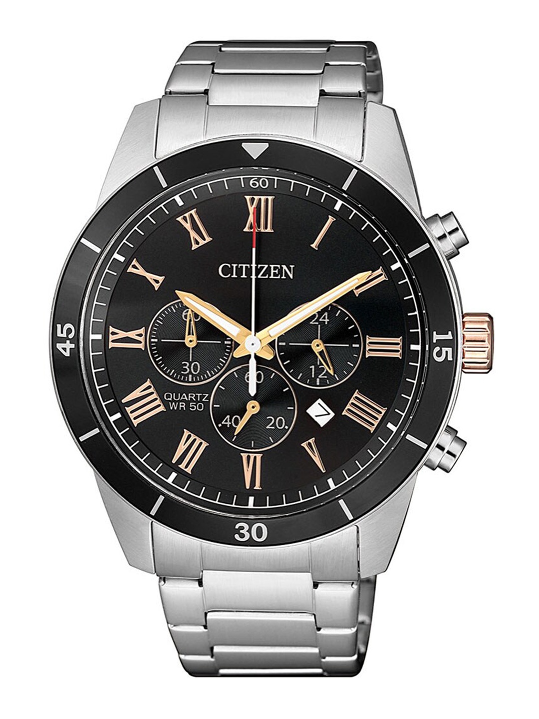 Citizen Men Black Dial & Silver Toned Stainless Steel Bracelet Style Straps Analogue Watch, Grey
Citizen Men Black Dial & Silver Toned Stainless Steel Bracelet Style Straps Analogue Watch, Grey
