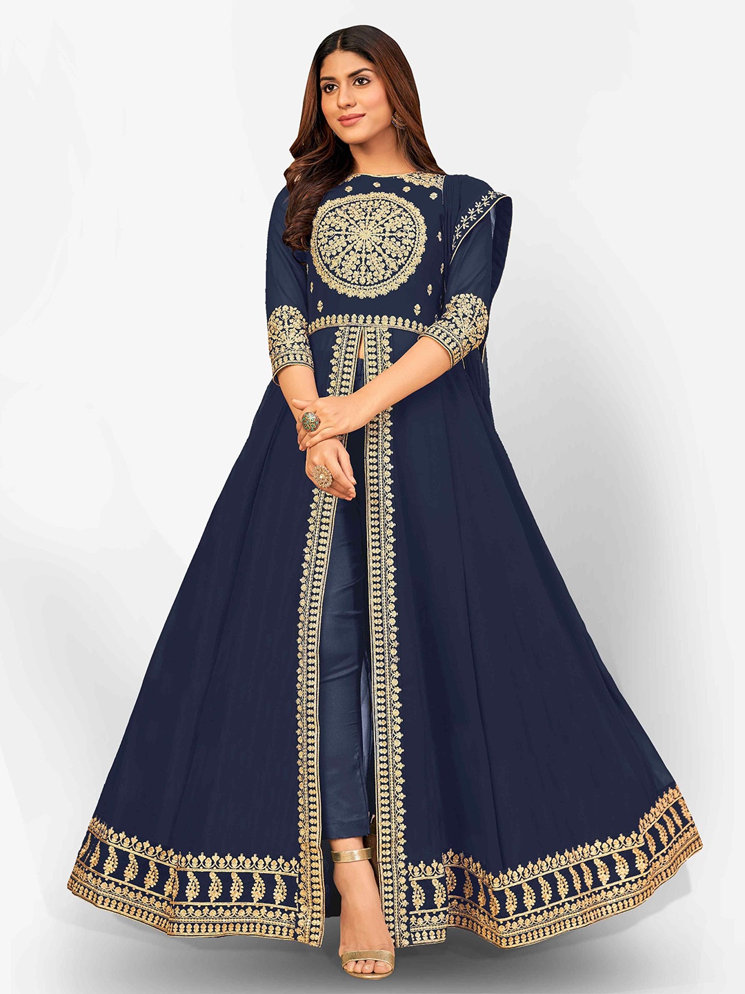 Divine International Trading Co Blue & Gold-Toned Embroidered Unstitched Dress Material
Divine International Trading Co Blue & Gold-Toned Embroidered Unstitched Dress Material