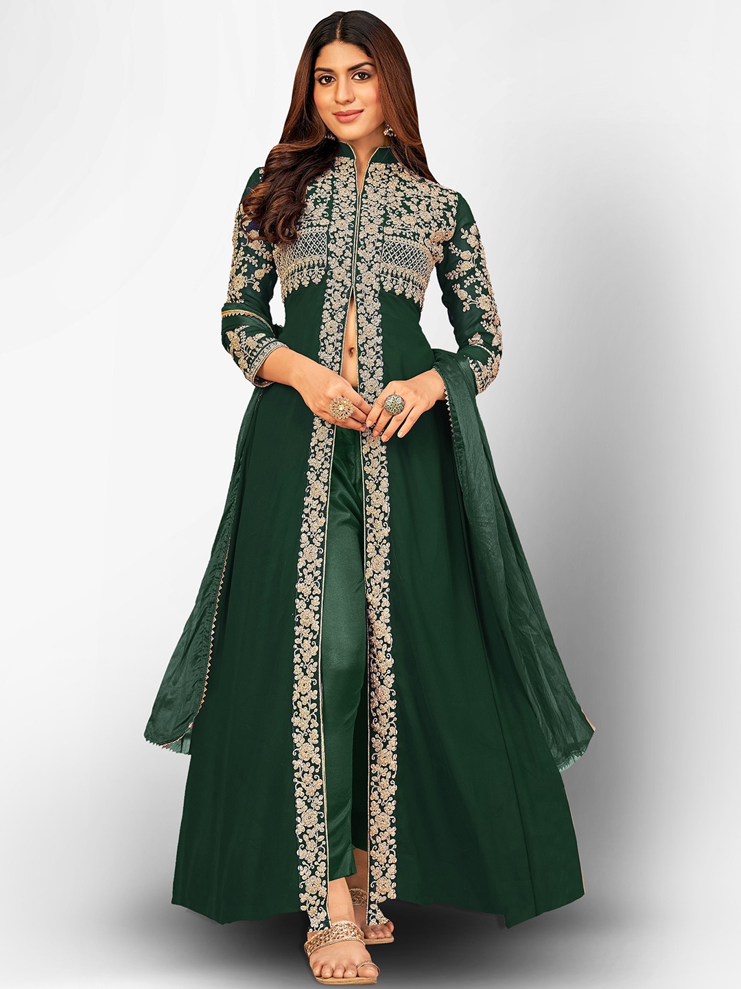 Divine International Trading Co Green & Gold-Toned Embroidered Unstitched Dress Material
Divine International Trading Co Green & Gold-Toned Embroidered Unstitched Dress Material