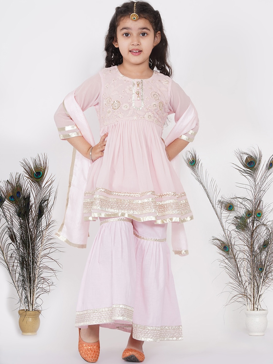Little Bansi Bengali Floral Embroidery Kurta With Floral Sharara And Dupatta, Pink
Little Bansi Bengali Floral Embroidery Kurta With Floral Sharara And Dupatta, Pink