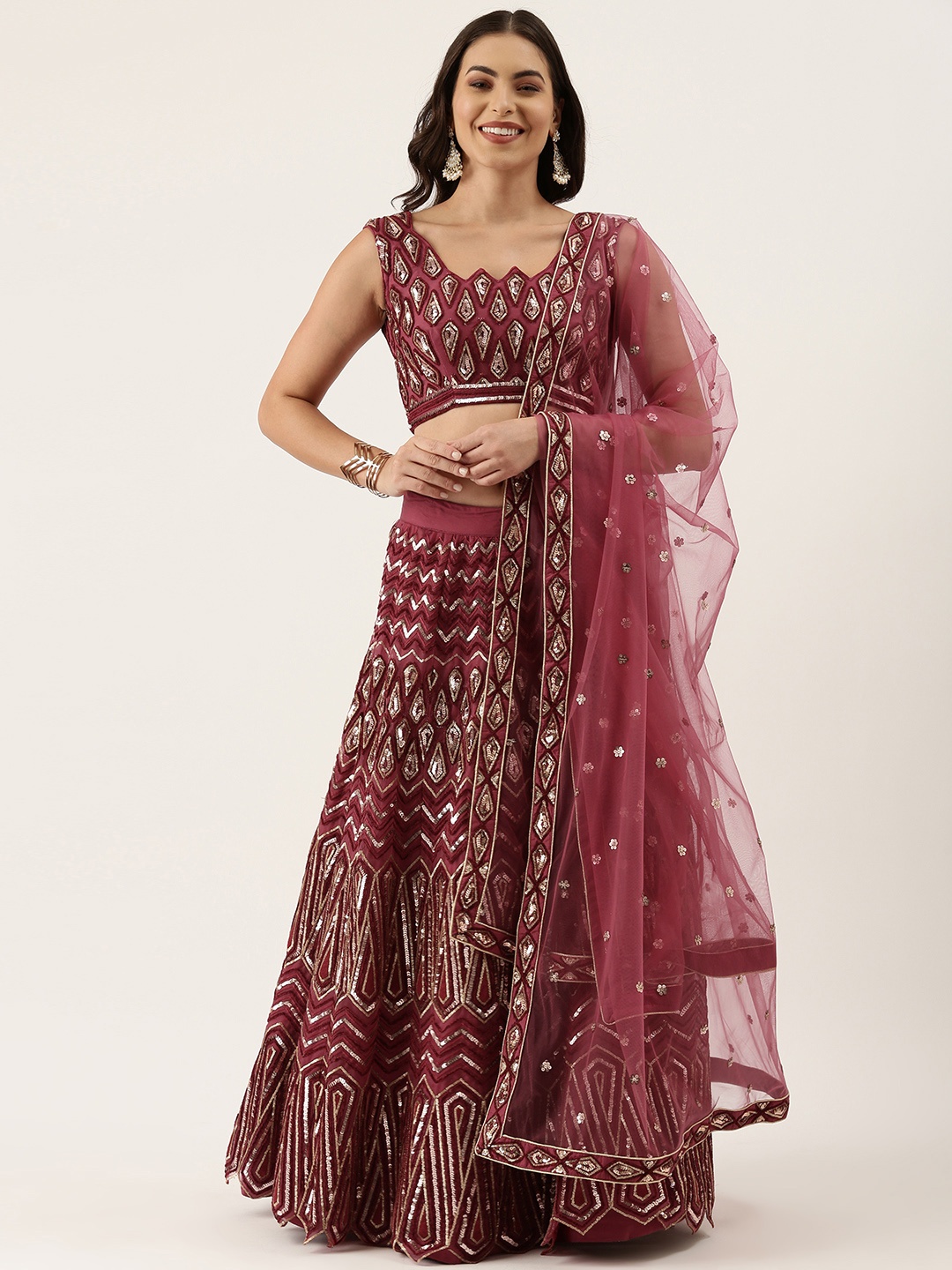 panchhi Maroon Embellished Sequinned Semi-Stitched Lehenga & Unstitched Blouse With Dupatta
panchhi Maroon Embellished Sequinned Semi-Stitched Lehenga & Unstitched Blouse With Dupatta