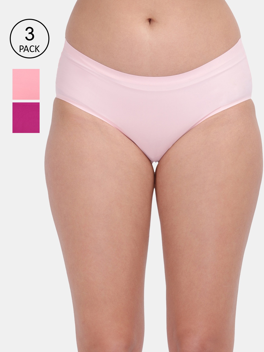 Amour Secret Pack Of 3 Solid Hipster Briefs, Pink