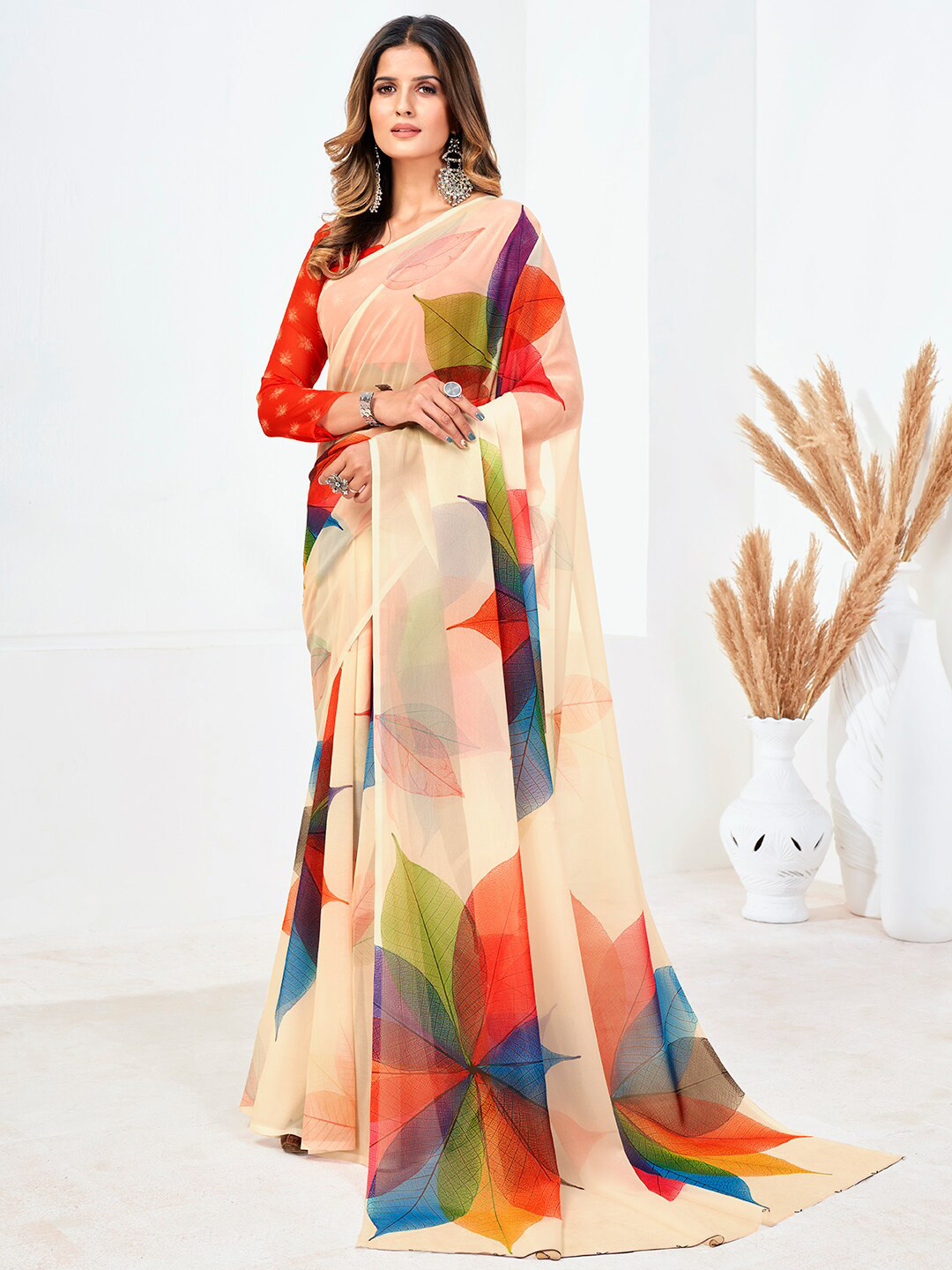 SHOPGARB Off White & Orange Georgette Digital Printed Casual Saree 
SHOPGARB Off White & Orange Georgette Digital Printed Casual Saree