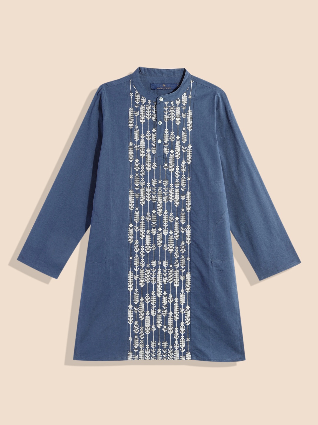 House of Pataudi Rozana Boys Floral Embroidered Thread Work Pure Cotton Straight Kurta, Blue
House of Pataudi Rozana Boys Floral Embroidered Thread Work Pure Cotton Straight Kurta, Blue