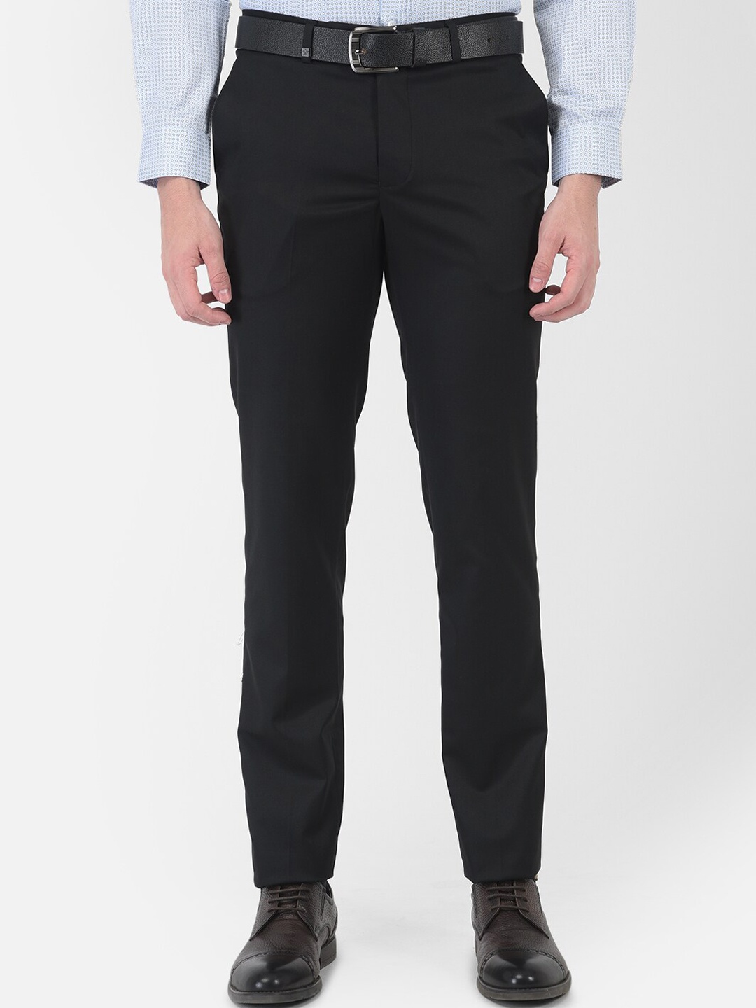 Turtle Men Black Slim Fit Trousers
