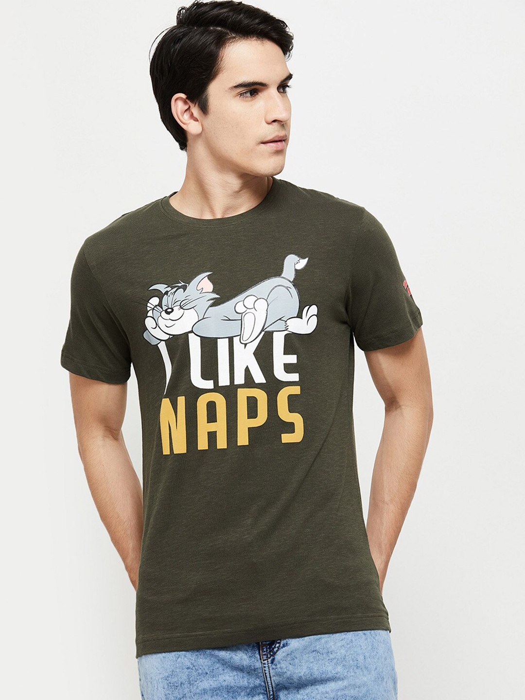 max Men Green Typography Printed T-shirt