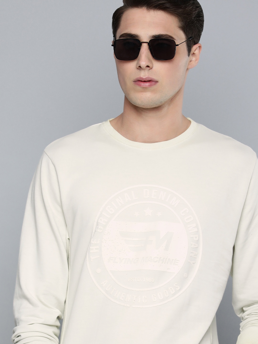 Flying Machine Men Off White Brand Logo Printed Pure Cotton Pullover Sweatshirt
Flying Machine Men Off White Brand Logo Printed Pure Cotton Pullover Sweatshirt