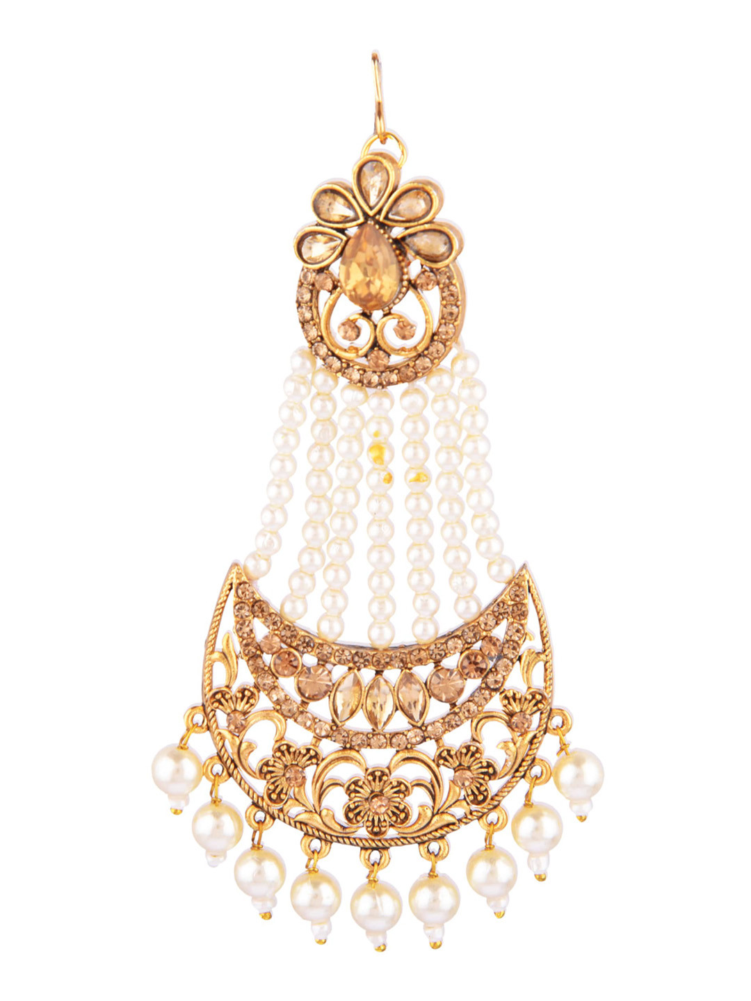 FEMMIBELLA 22 K Gold-Plated Pearl LCT Stone White Kundan-Studded & Beaded Jhumar Passa
FEMMIBELLA 22 K Gold-Plated Pearl LCT Stone White Kundan-Studded & Beaded Jhumar Passa