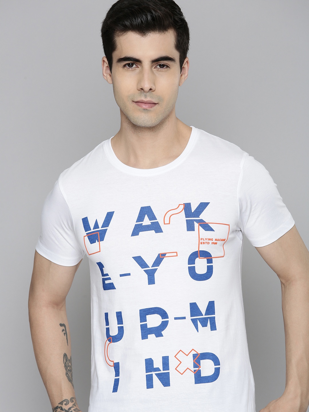 Flying Machine Men White & Blue Typography Printed Pure Cotton Slim Fit T-shirt
Flying Machine Men White & Blue Typography Printed Pure Cotton Slim Fit T-shirt