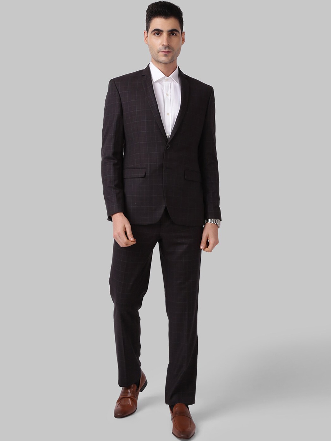 Park Avenue Men Brown Checked Single-Breasted Super Slim-Fit Two-Piece Formal Suit
Park Avenue Men Brown Checked Single-Breasted Super Slim-Fit Two-Piece Formal Suit