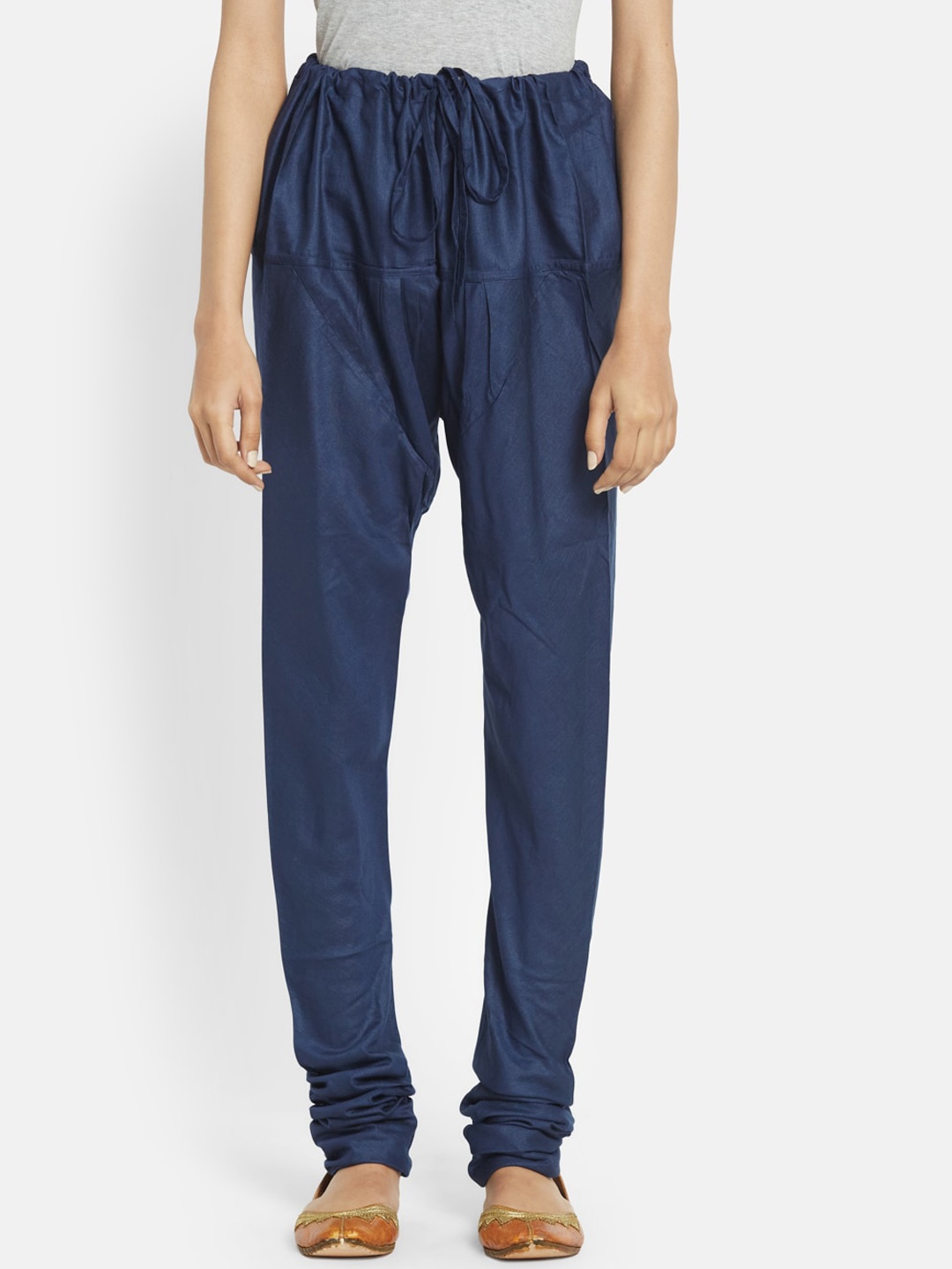 Fabindia Women Navy Blue Solid Churidar