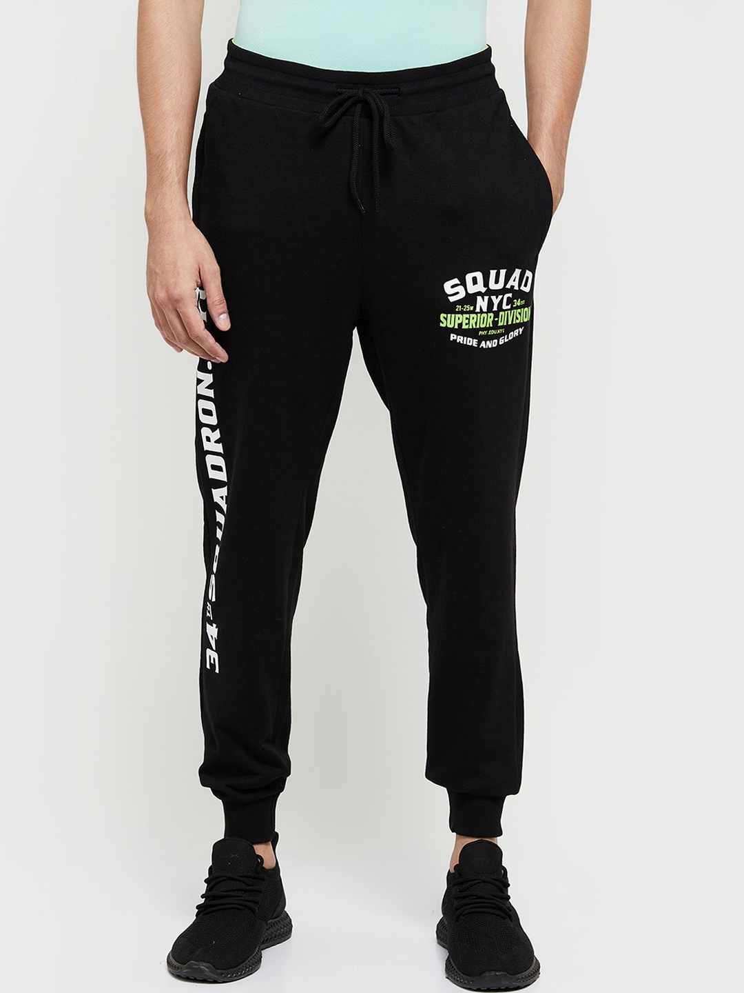 max Men Black Printed Joggers