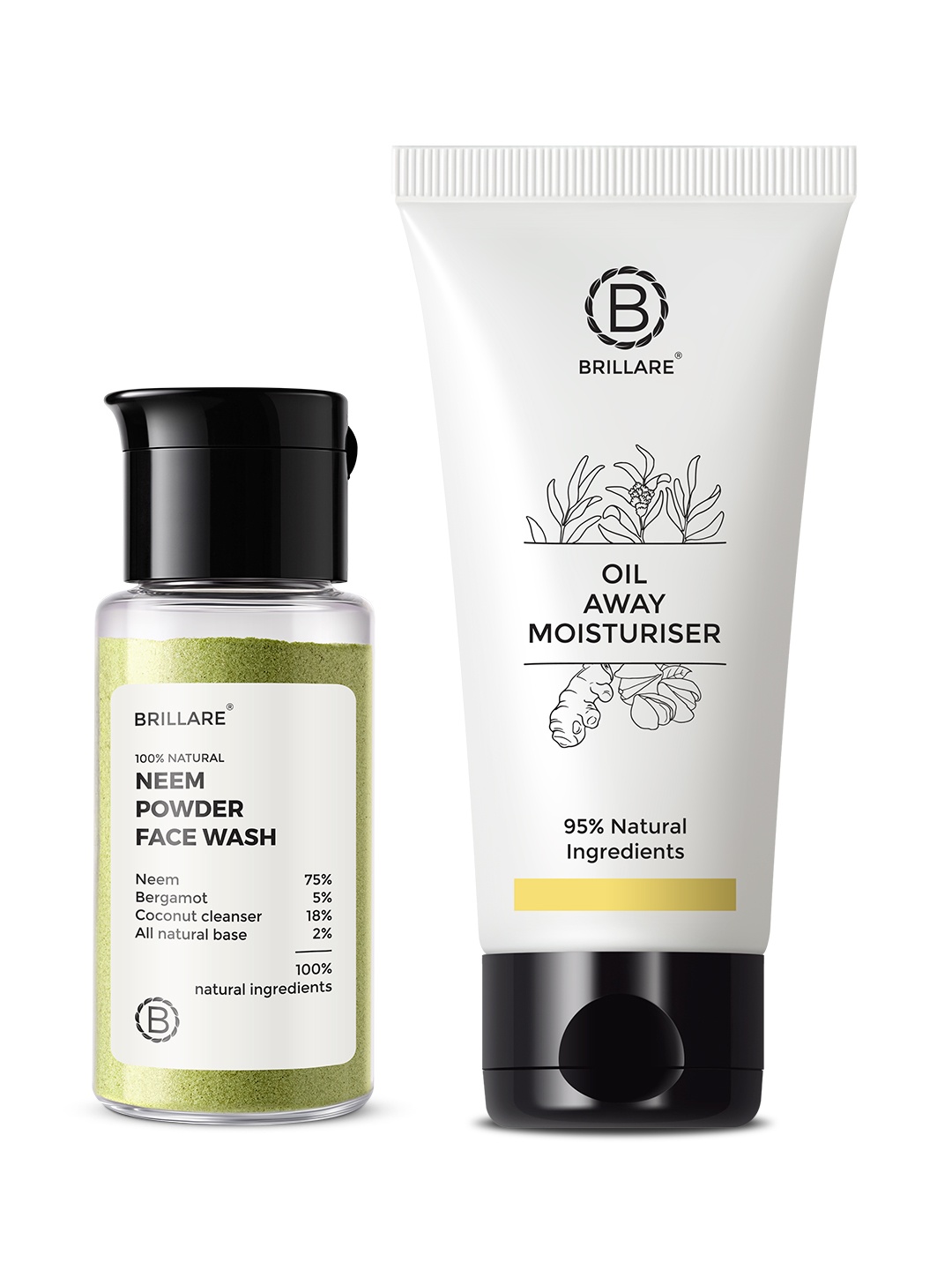 BRILLARE Sustainable Acne Skin Care Set - Oil Away Moisturiser 50ml & Real Neem Powder Face Wash 15g, Yellow
BRILLARE Sustainable Acne Skin Care Set - Oil Away Moisturiser 50ml & Real Neem Powder Face Wash 15g, Yellow