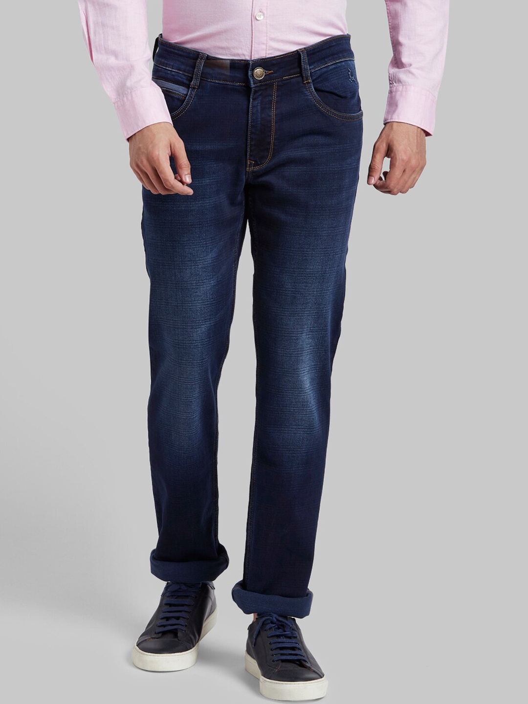 Parx Men Blue Tapered Fit Light Fade Stretchable Jeans
