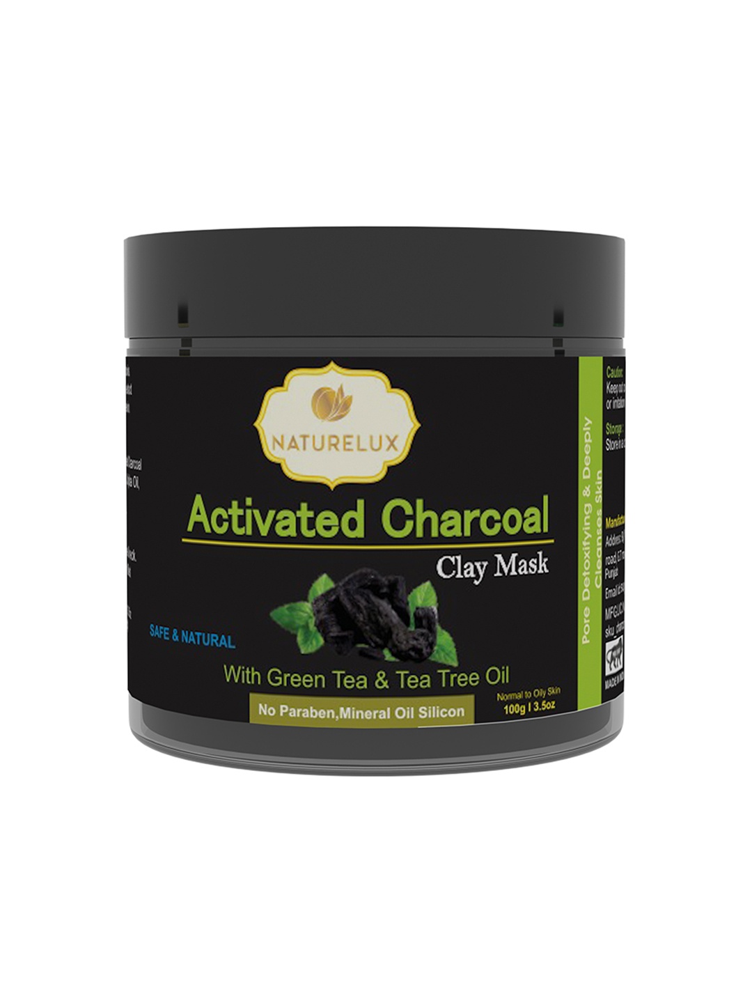 NATURELUX Natural Activated Charcoal Clay Face Mask with Green Tea & Tea Tree Oil - 100 g, Black
NATURELUX Natural Activated Charcoal Clay Face Mask with Green Tea & Tea Tree Oil - 100 g, Black