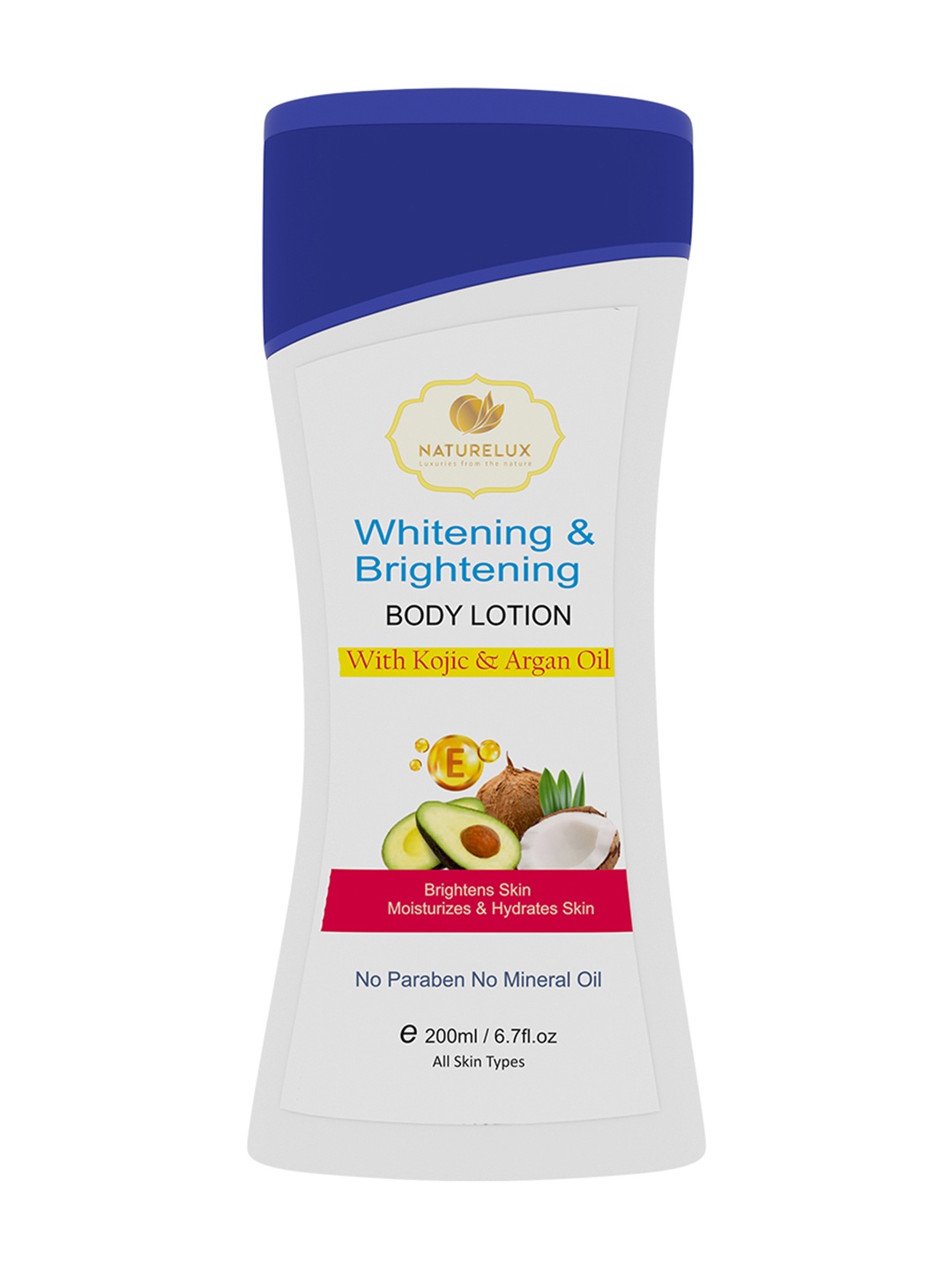NATURELUX Paraben Free Whitening & Brightening Body Lotion with Kojic & Argan Oil - 200 ml, White
NATURELUX Paraben Free Whitening & Brightening Body Lotion with Kojic & Argan Oil - 200 ml, White