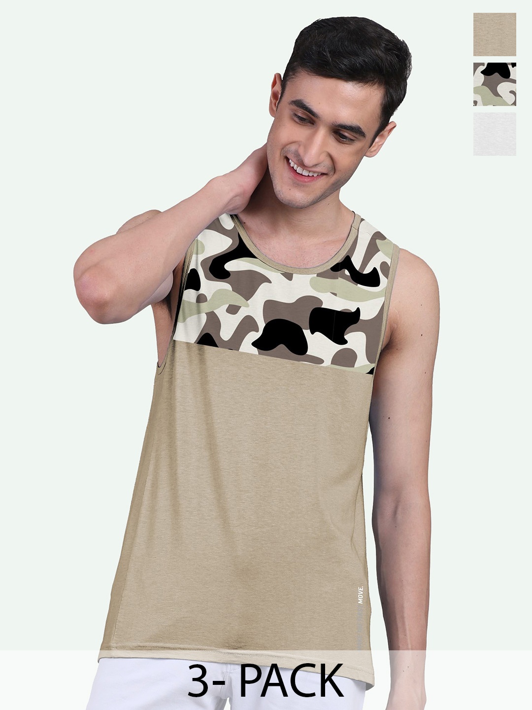 FREECULTR Men Camouflage Cotton Anti Odor, Super Soft & Comfort Fit Vest Pack Of 3, Beige
FREECULTR Men Camouflage Cotton Anti Odor, Super Soft & Comfort Fit Vest Pack Of 3, Beige