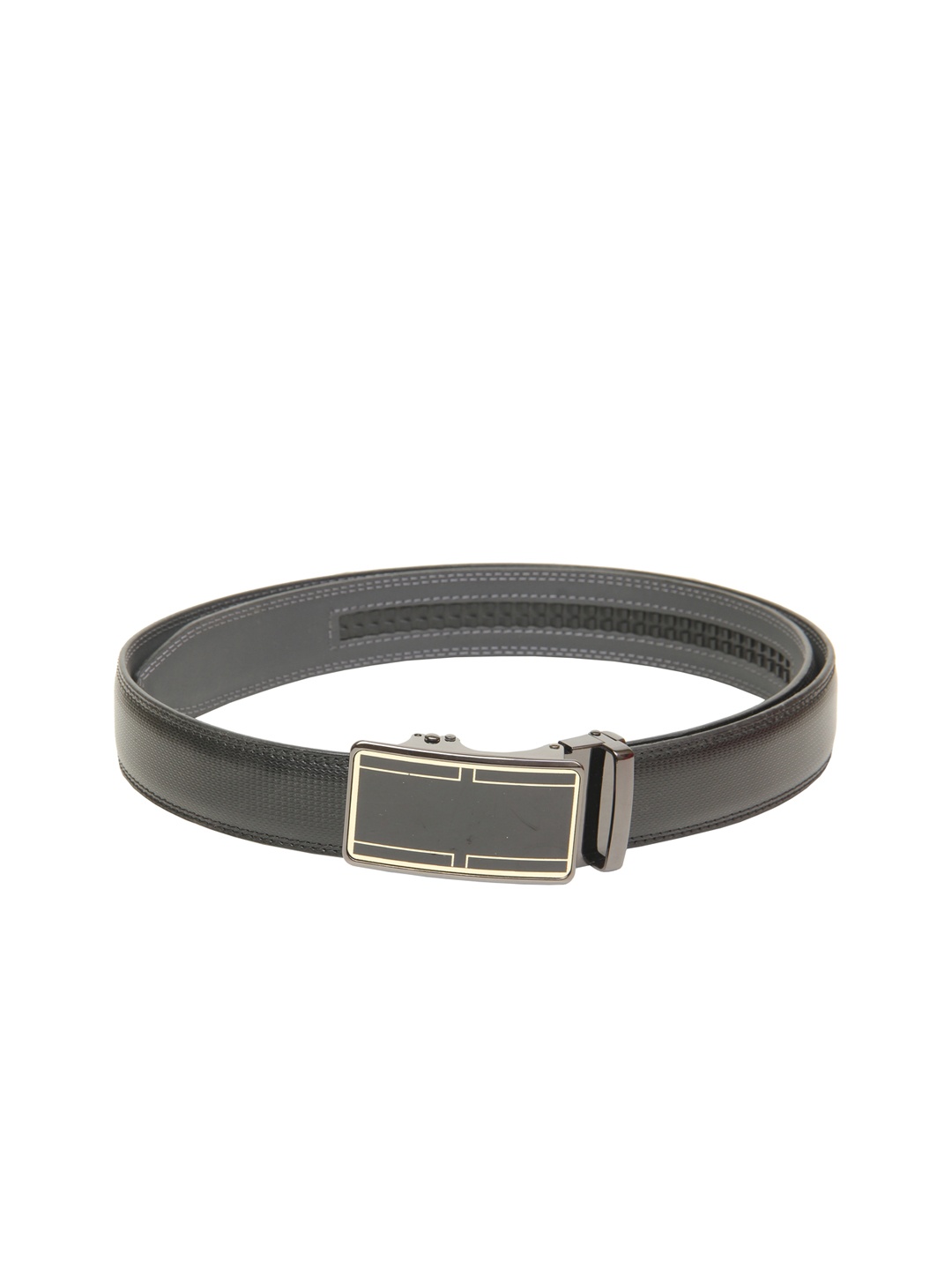 Calvadoss Men Black Textured Autoratch Belt