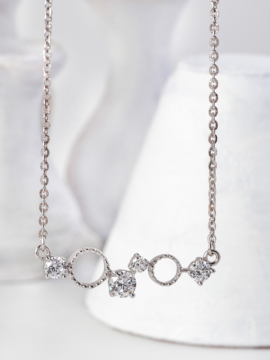 SILBERRY 925 Sterling Silver Rhodium-Plated Silver-Coloured White CZ Studded Pendant With Chain
SILBERRY 925 Sterling Silver Rhodium-Plated Silver-Coloured White CZ Studded Pendant With Chain