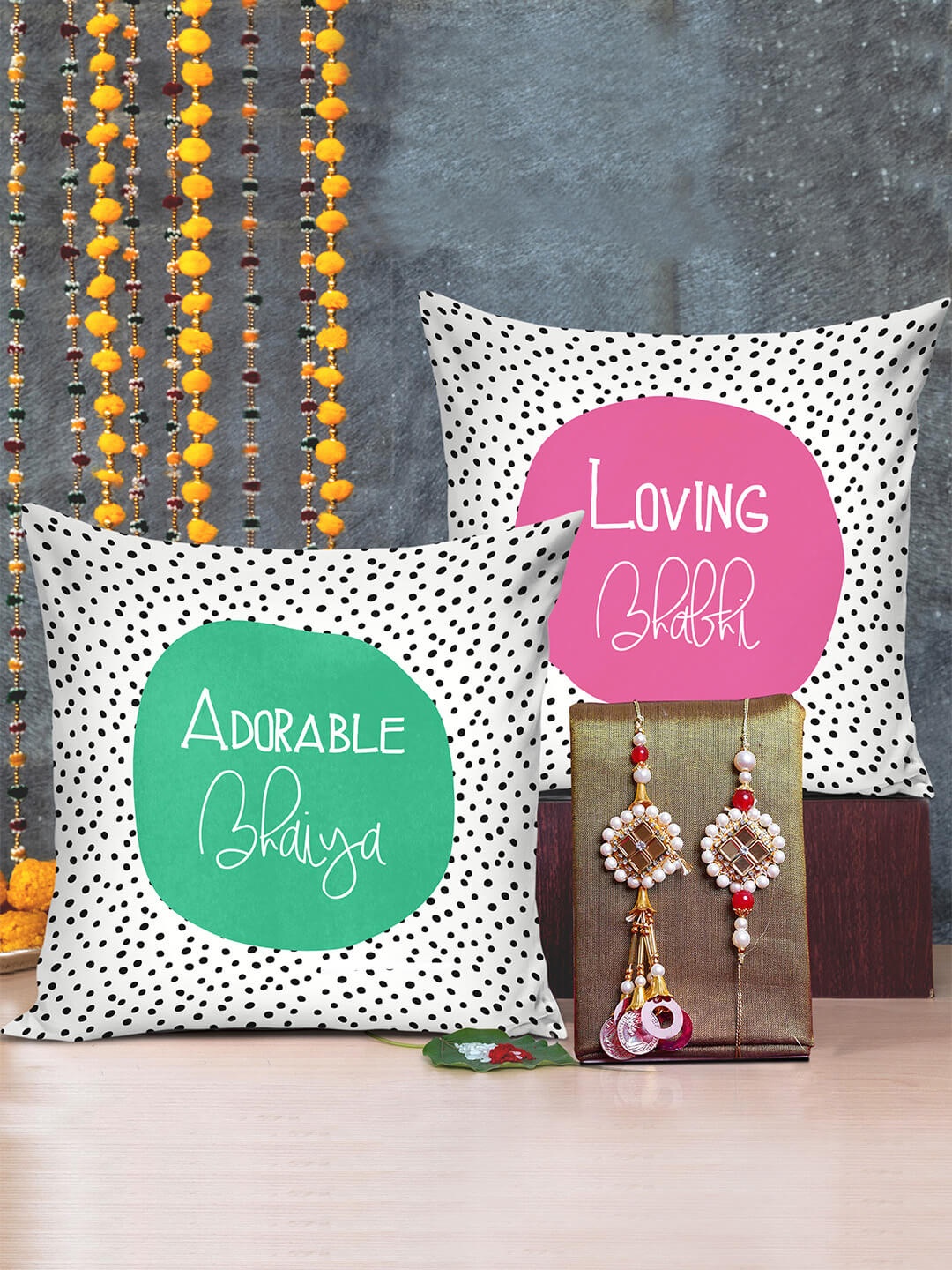 TIED RIBBONS Set of 2 Multicoloured Rakhi Set with Printed Cushion Combo Gift Set, Multi
TIED RIBBONS Set of 2 Multicoloured Rakhi Set with Printed Cushion Combo Gift Set, Multi