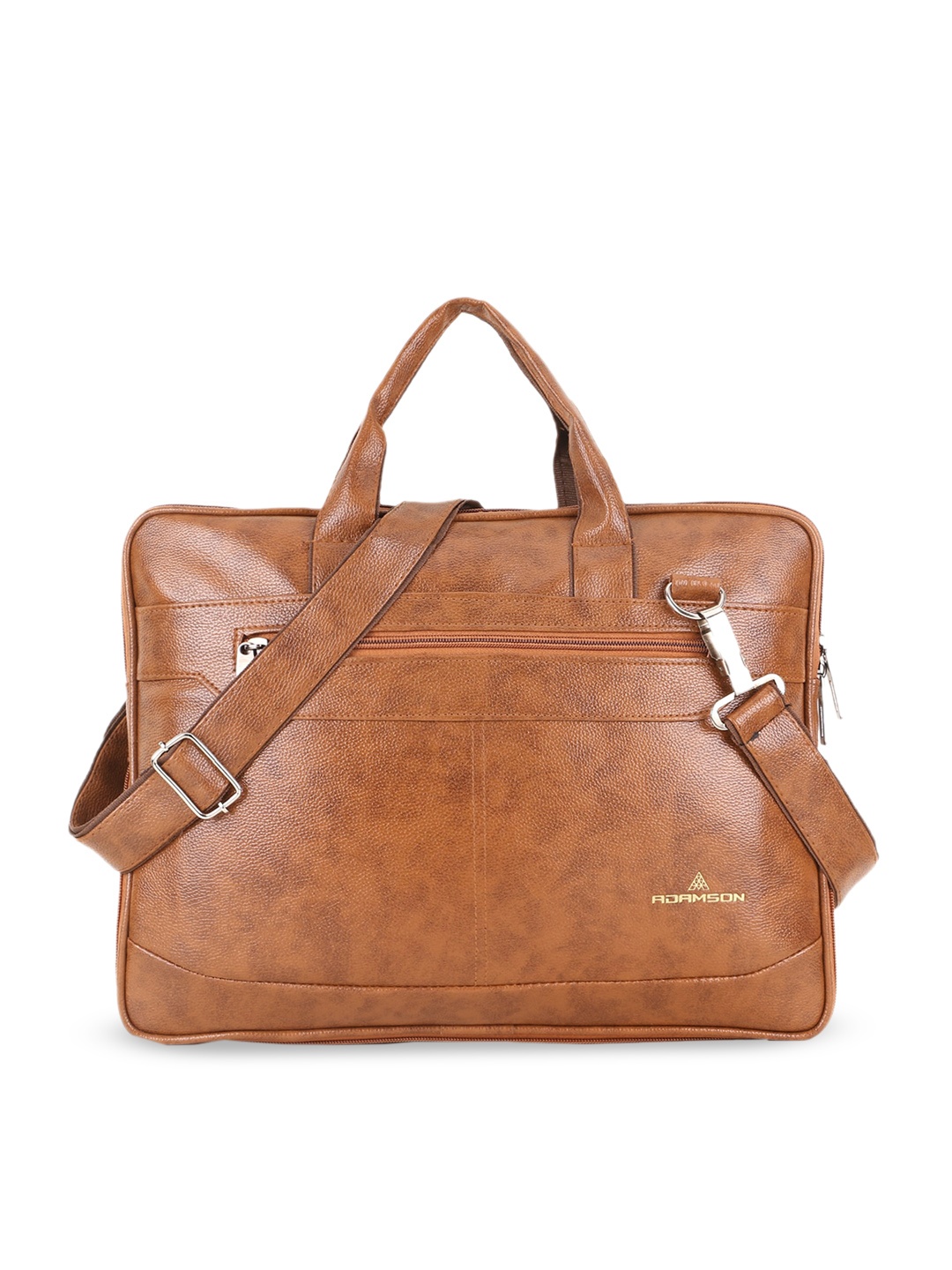 ADAMSON Tan PU Oversized Structured Handheld Bag with Fringed