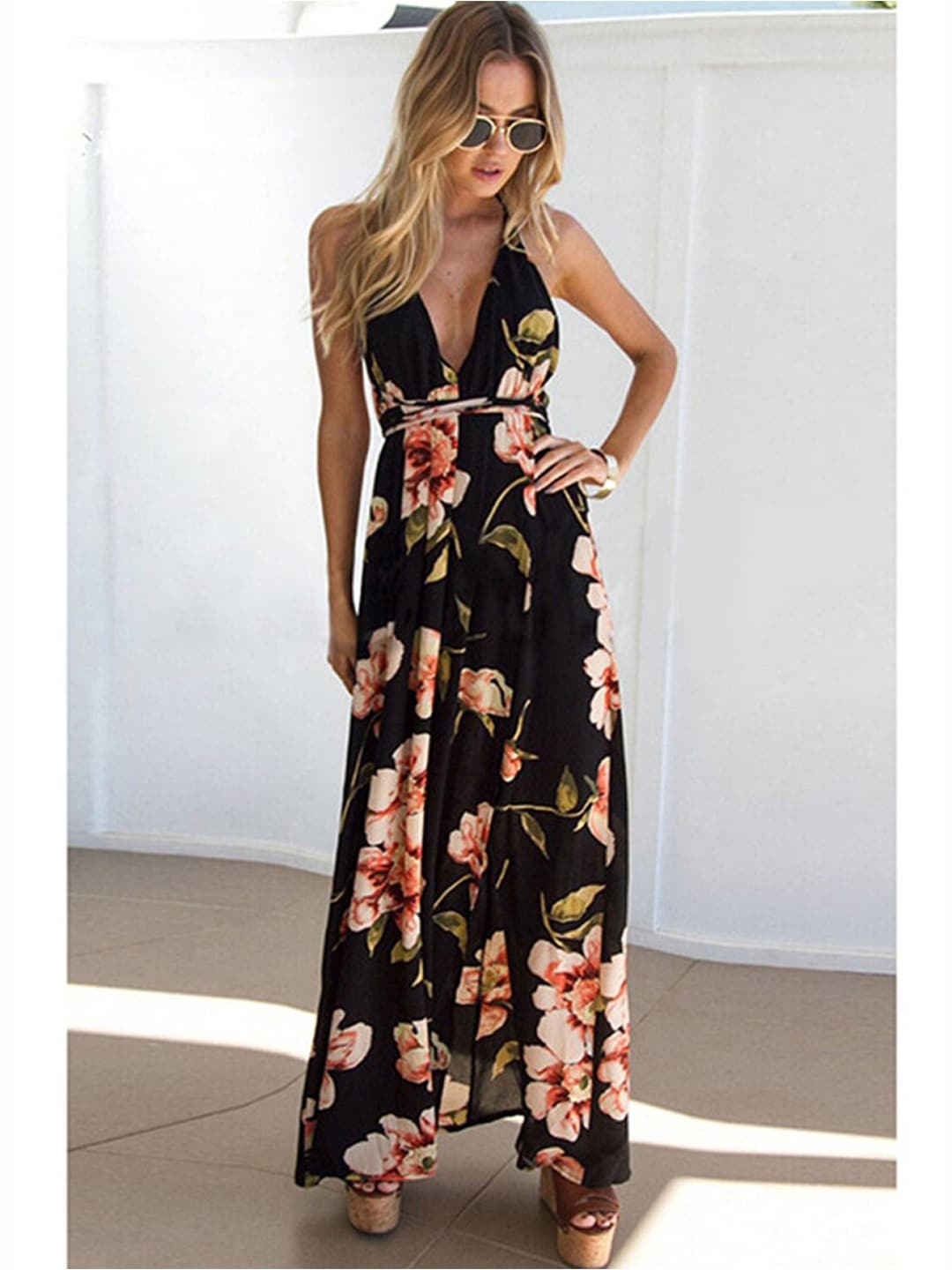 BoStreet Black Floral Maxi Dress