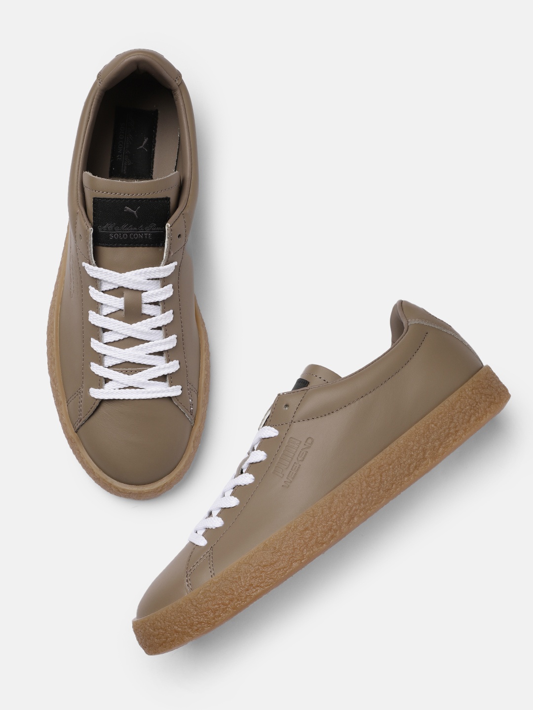 PUMA x A.C. MILAN Unisex Leather Sneakers, Brown